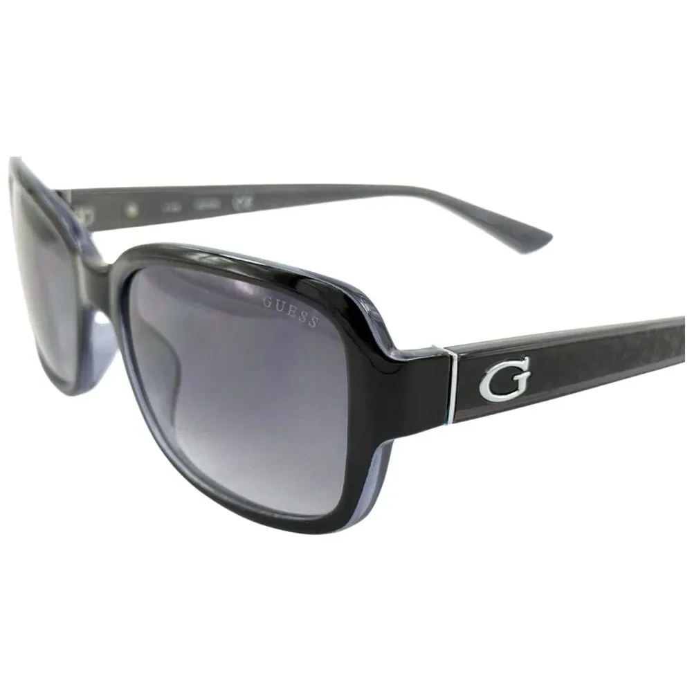 Guess GU7474 Womens Plastic Sunglass 01B Shiny Black 56-18 Gray Gradient w Case